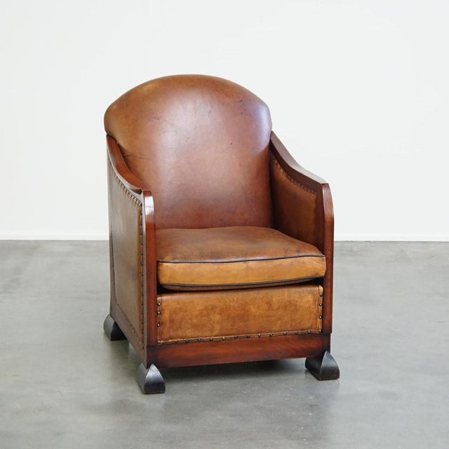 Art Deco Brown Leather Armchair For Sale - Image 14 of 14