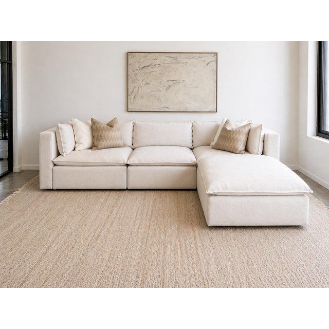 Modern Crate and Barrel Lotus Deep Modular 4-Piece Reversible Sectional Sofa With Ottoman For Sale - Image 3 of 5