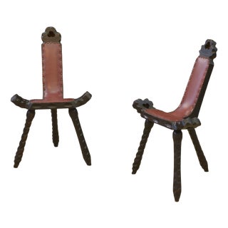 Brutalist Tripod Stools in Pine, 1950s, Set of 2 For Sale