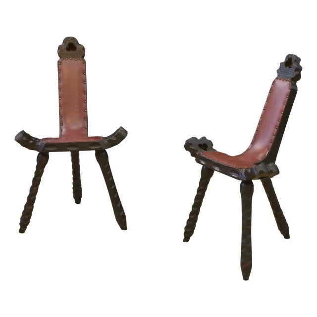 Brutalist Tripod Stools in Pine, 1950s, Set of 2 For Sale