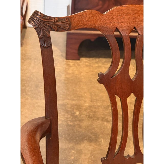 Wood Set of Four Mahogany Chippendale-Style Armchairs For Sale - Image 7 of 11