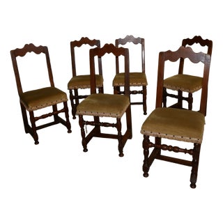 Antique Walnut Chairs, 1800s, Set of 6 For Sale