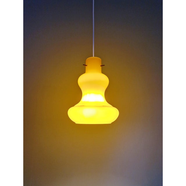 Vintage Yellow Opaline Glass Pendant Light, Italy, 1960s For Sale - Image 4 of 14