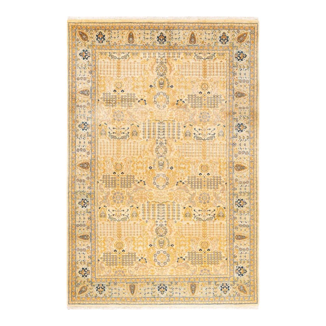 Mogul, One-of-a-Kind Hand-Knotted Area Rug in Ivory, 6' 0" x 8' 10" For Sale