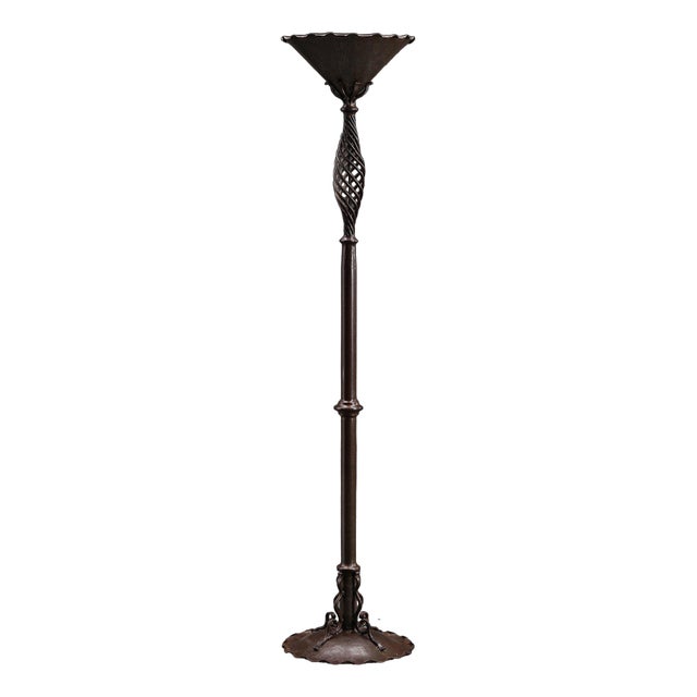 Art Nouveau Wrought Iron Standing Lamp For Sale