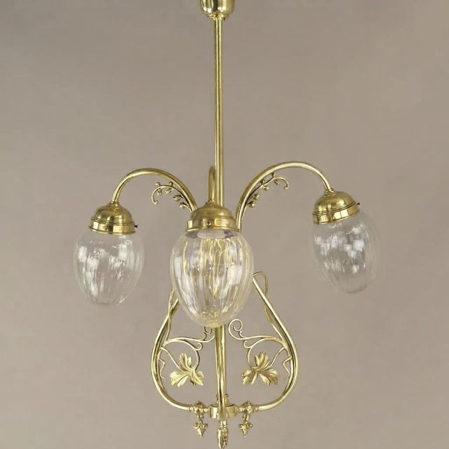 Art Nouveau Three-Light French Chandelier, 1900s For Sale - Image 16 of 16