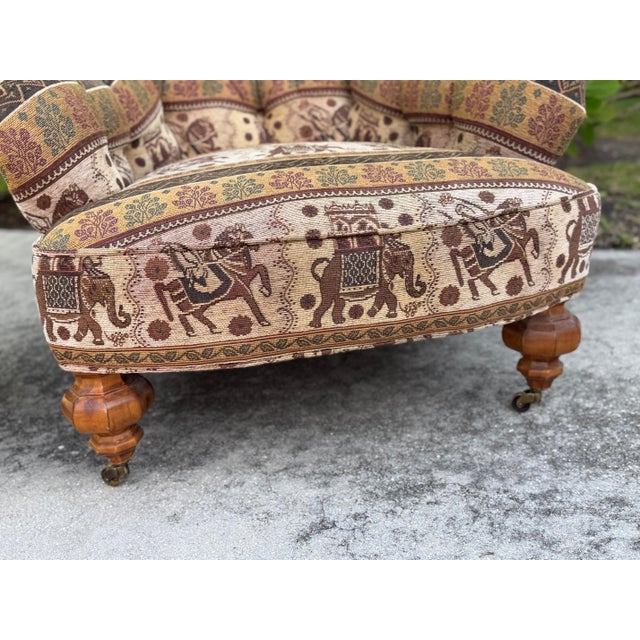 Vintage English Tufted Barrel Lounge Chair & Ottoman For Sale In Naples, FL - Image 6 of 12