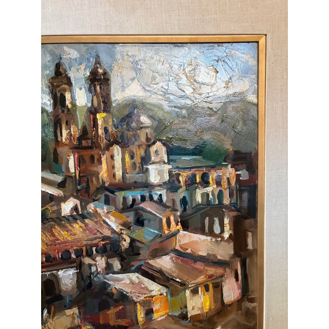 Textile Large Mid-Century Impressionist "Colonial Cityscape" Oil Painting by Don Ruffin For Sale - Image 7 of 10