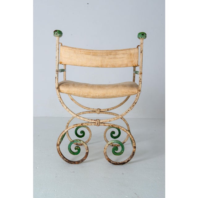 Curcule Style Wrought Iron Arm Chair - Vintage Antique Furniture 1920s For Sale - Image 4 of 13