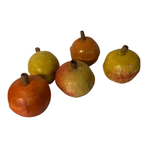 1930s German Pre-War Papier Mache and Paint Decorated Fruits - Set of 5