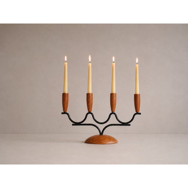 A beautiful four-light candelabra, an icon of 1960s Scandinavian design. Attributed to Danish manufacturing and designed...