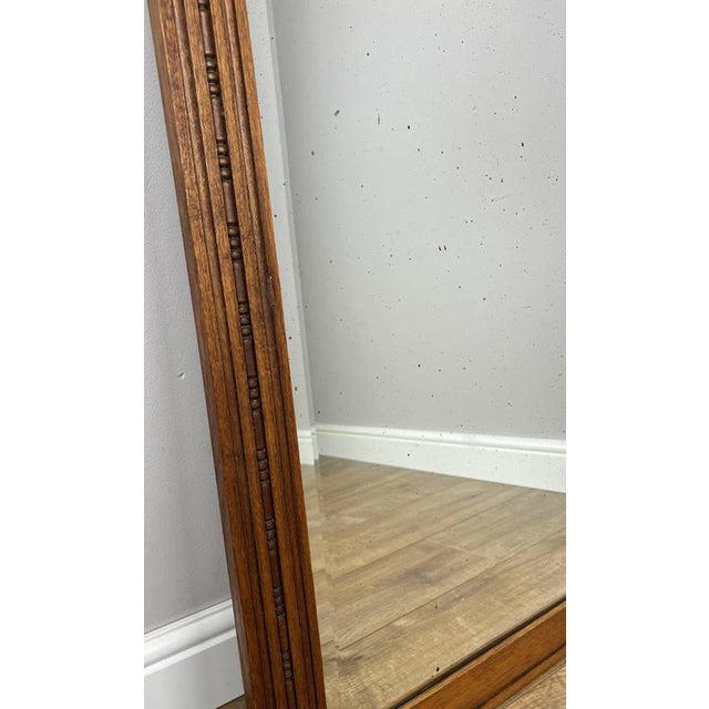Wood Antique French Wall Mirror with Carved Oak Frame For Sale - Image 7 of 11