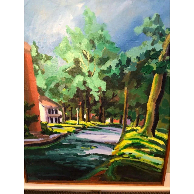 Mid-Century Modern 1960s Colorful Mid Century Street Scene - Unsigned For Sale - Image 3 of 13