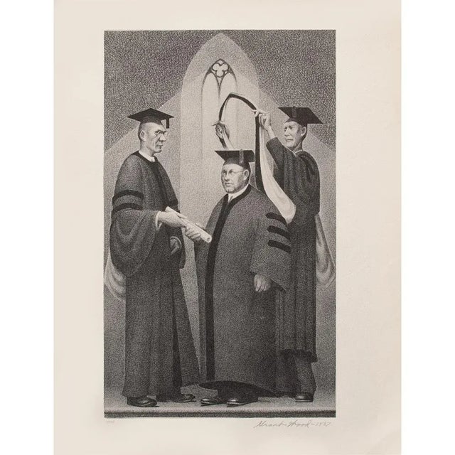 1939 After Grant Wood "Honorable Degree", First Edition Period Offset Lithograph For Sale - Image 9 of 11