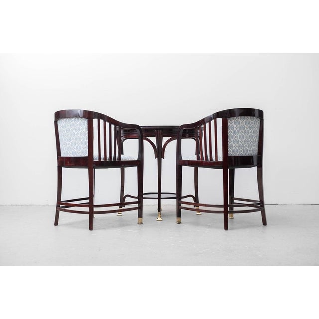 Blue Dining Room Set by Gustav Siegel & Joseph Maria Olbrich Armchairs, Vienna, 1900, Set of 3 For Sale - Image 8 of 18
