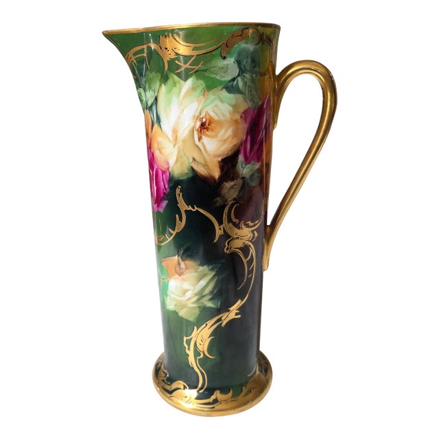 Antique Pickard T &V Hand Painted Limoges Pitcher For Sale