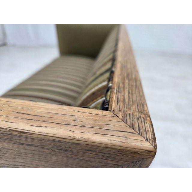 Danish 2-Seater Sofa in Striped Green Furniture Wool and Oak, 1950s For Sale - Image 15 of 18