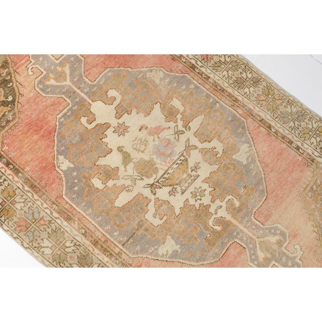 Mid 20th Century Faded Coral and Olive Medallion Carpet For Sale - Image 10 of 10