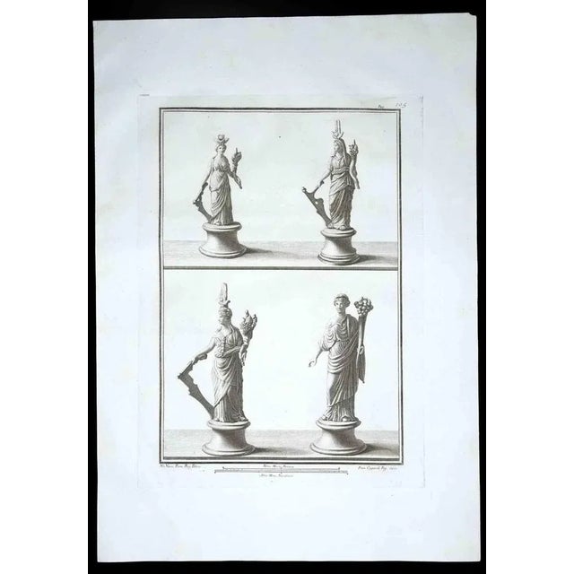 Ancient roman statues, from the series "antiquities of herculaneum", is an original etching on paper realized by francesco...