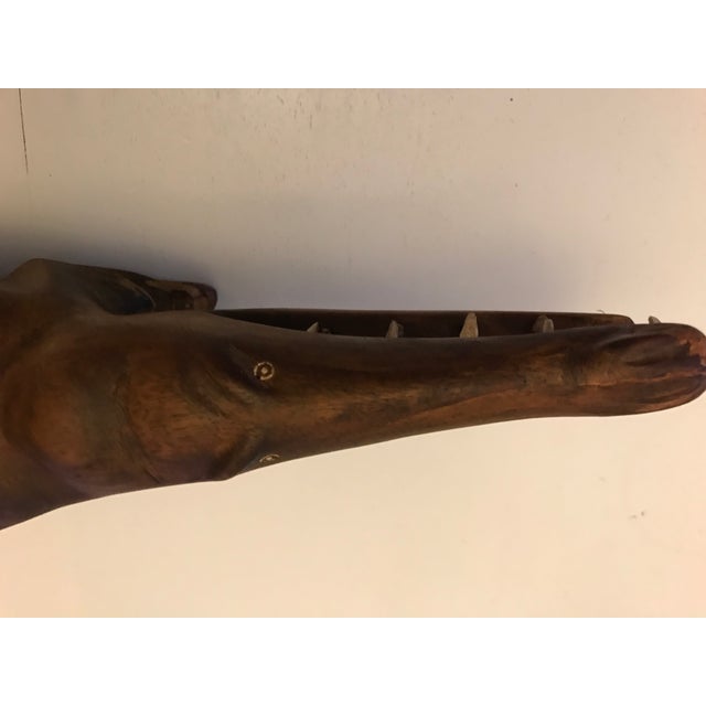 Large Hand-Carved Mahogany Crocodile Sculpture, 1970s For Sale - Image 16 of 18