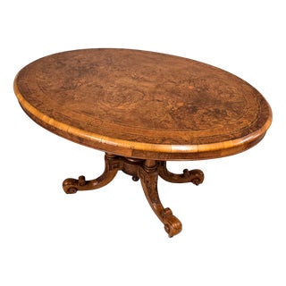 Napeleon III Pedestal Table in Burr Walnut For Sale