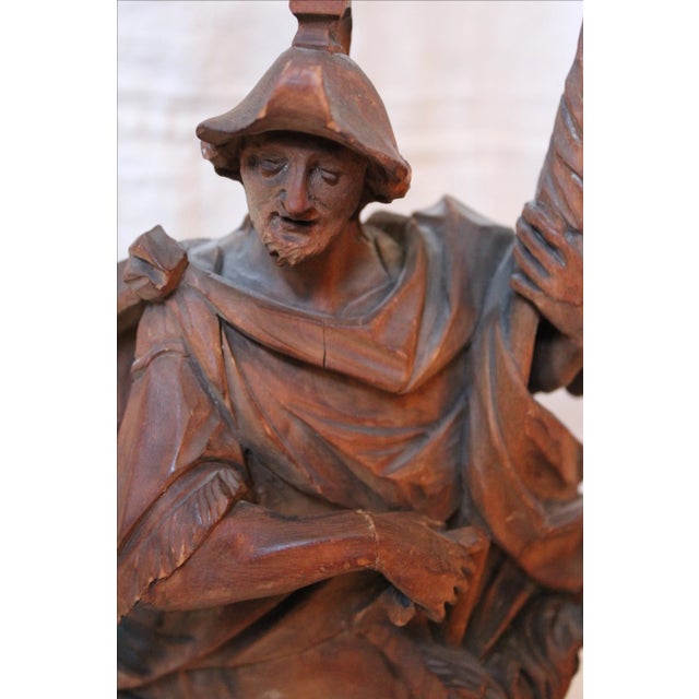 Mid 18th Century 18th Century Wood Figure Carvings - Pair For Sale - Image 5 of 10