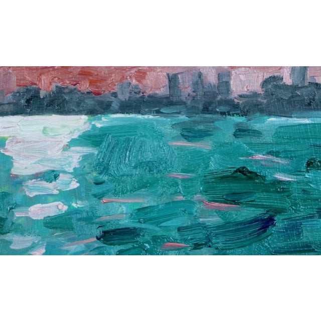 Quiet Places & City Light — San Francisco Landscape Sunset Original oil painting by L. Haas, 6 x 8 in unframed gessoed...