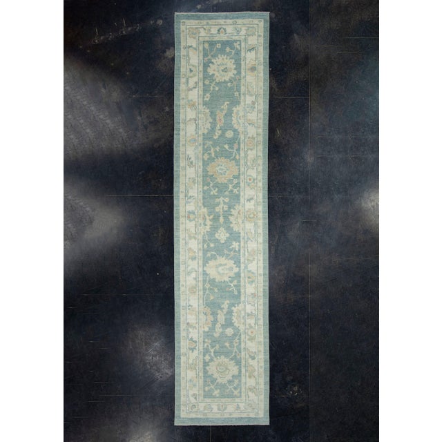 Navy Blue Turkish Oushak Runner Rug 2'10" x 12'5" #17283 For Sale - Image 8 of 8