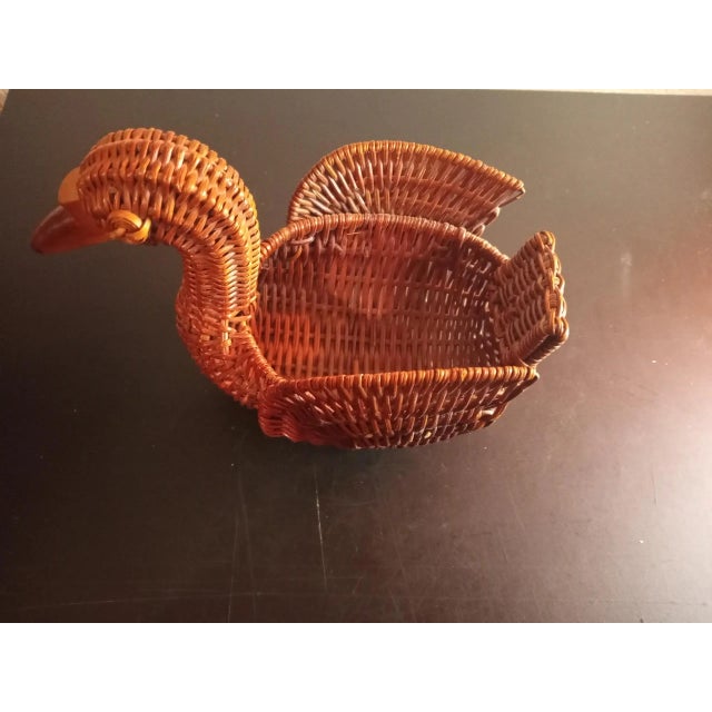 Contemporary 1980s Rattan Duck Basket For Sale - Image 3 of 6