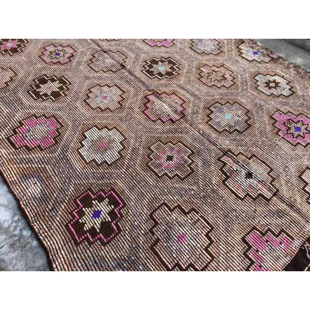 1960s Vintage Turkish Nomadic Tribal Area Rug - 6′9″ × 8′8″ For Sale - Image 6 of 11