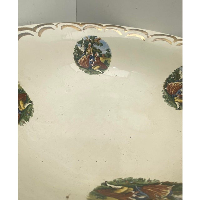 Gold Vintage Victorian Style Ceramic Pitcher & Wash Basin Set – Courting Couple Motif, Gold Gilt For Sale - Image 8 of 11
