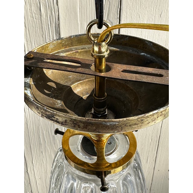 Old Lights On Is pleased to offer this semi-flush mount vintage brass fixture with vintage glass shade. It is wired and...