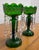 Emerald Antique C 1880-1900 Victorian Bohemian Emerald Green Glass Mantle Lustres - Pair For Sale - Image 8 of 14