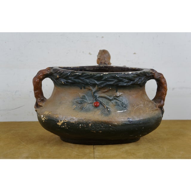 Mid 20th Century Nude Chalkware Figure Under Apple Tree Planter Cachepot For Sale - Image 6 of 12