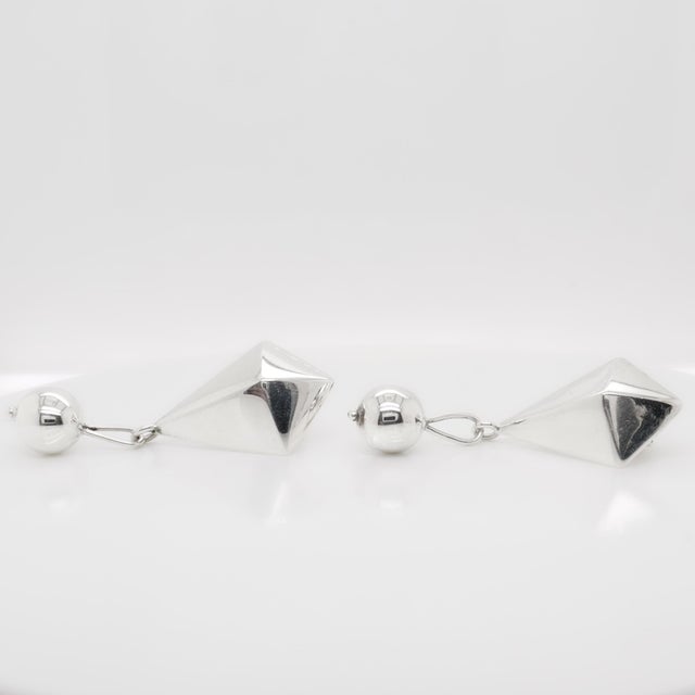 Metal Pair of Mexican Mid-Century William Spratling Sterling Silver Drop Earrings For Sale - Image 7 of 12