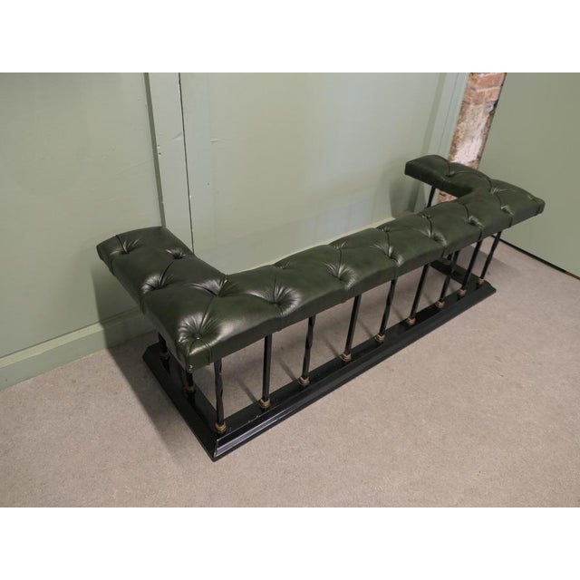 Metal Brass and Iron Club Fender with Buttoned Leather Fire Side Seat, 1920 For Sale - Image 7 of 8