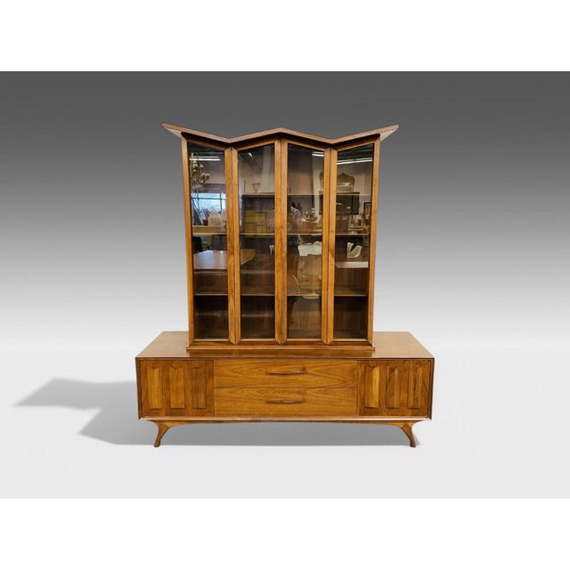 Duiske, Irish Mid Century Modern, Stained Wood, Glass, Bookcase or Display Cabinet, 1950s A fine Mid-Century Modern...