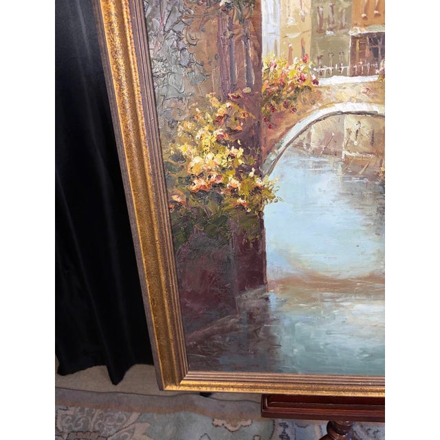 Cream Michael Longo Original Venice Canal Oil Painting – "Reflections of Venice" Extra Large 29" X 41" Custom Framed Impasto Impressionist Art For Sale - Image 8 of 12