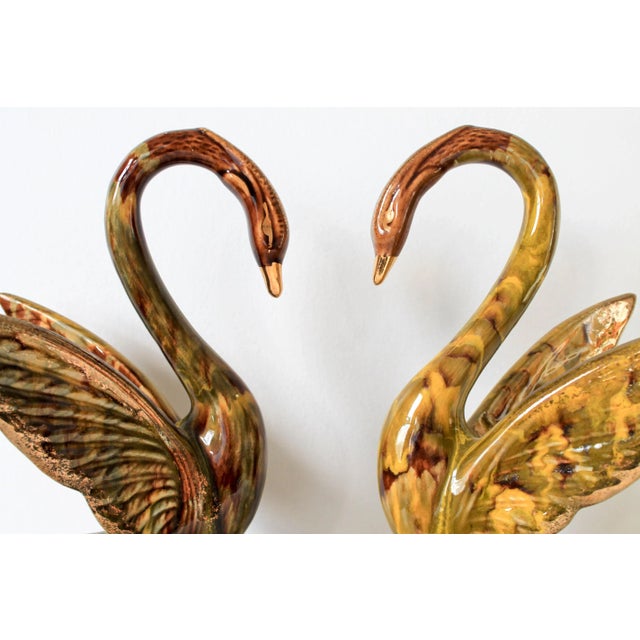 Mid-Century Modern Vintage Pair of Glazed Ceramic Decorative Birds For Sale - Image 3 of 9