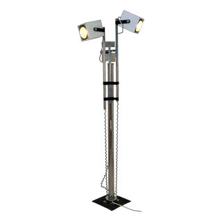 Floor Lamp with 3 Cubic Spotlights in Chromed Steel by Pat Hoffman for Lucitalia, 1970s For Sale