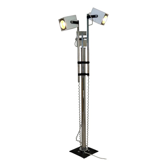 Floor Lamp with 3 Cubic Spotlights in Chromed Steel by Pat Hoffman for Lucitalia, 1970s For Sale