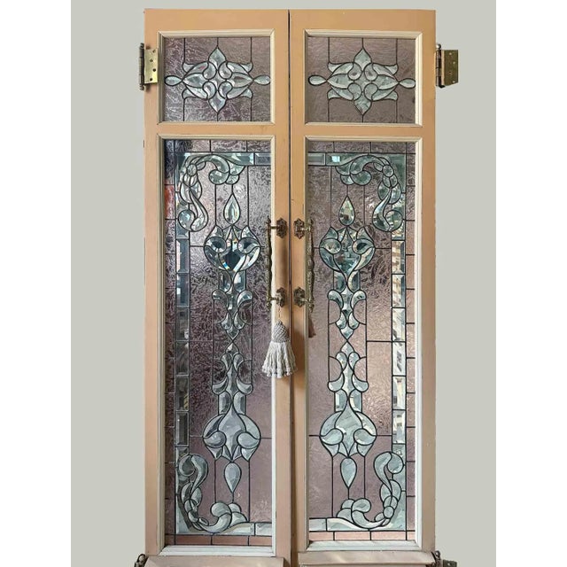 Wood Doors-Shutters With Beveled and Stained Glass Panels For Sale - Image 7 of 7
