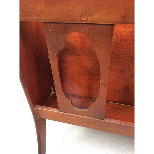 Wood Vintage Solid Wood Magazine Rack With Handle For Sale - Image 7 of 18