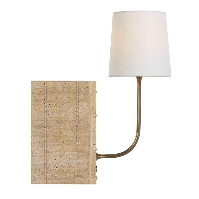 Metal Book Mini Lamp - Travertine For Sale - Image 7 of 9