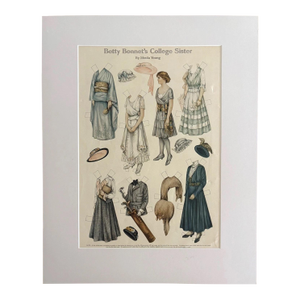 Antique Matted Betty Bonnet Paper Doll print from Lettie Lane Series, 1912, EUC