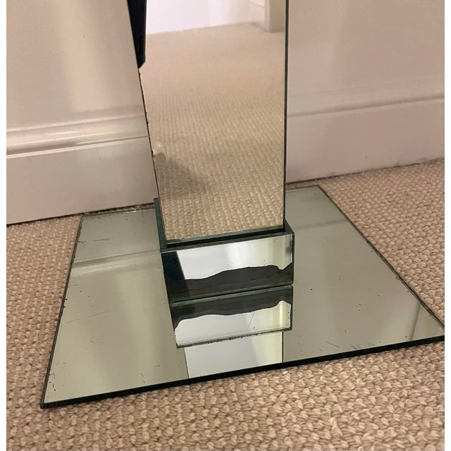 Glass French Art Deco Mirrored Pedestal Side Table For Sale - Image 7 of 8