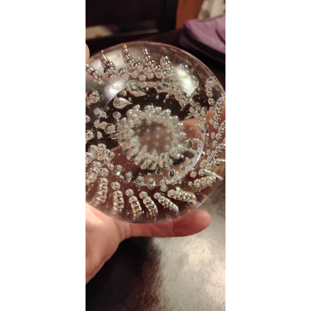 Glass 1970's Bullicante Controlled Bubbles Clear Paper Weight For Sale - Image 7 of 9