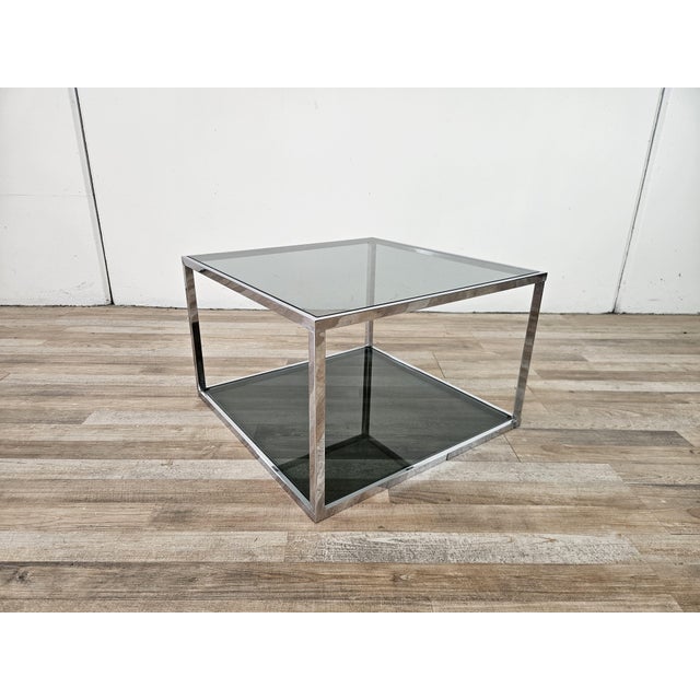 Steel Coffee Table with Two Smoked Glass Shelves, 1970 For Sale - Image 13 of 13