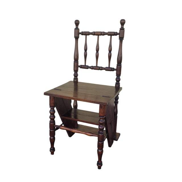 19th Century Convertible Library Step Stool Chair For Sale - Image 15 of 15