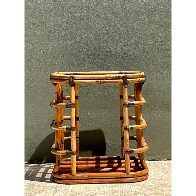 Vintage Rattan and Glass Accent Table For Sale - Image 13 of 14